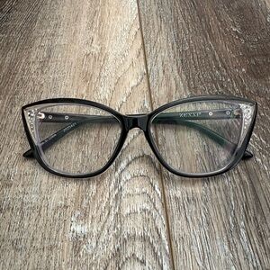 Zenni Black Cat-Eye Glasses with Subtle Rhinestone Accents